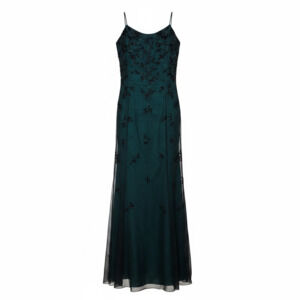Cache Women's Green Beaded Silk Floral Evening Gown Size 10